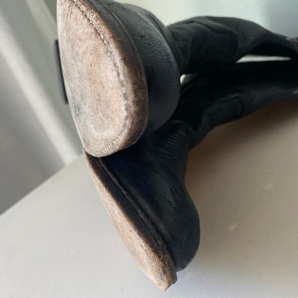 Dan Post Vintage Black Cowboy Boots Stitch Embroidery Pointed Toe Men Sz 8.5 EW - Picture 12 of 16